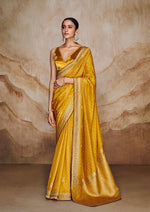 Yellow Saree In Viscose Woven