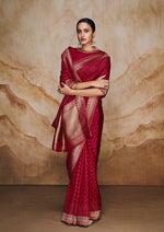 Red Saree In Viscose Woven