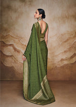 Olive Saree In Viscose Woven