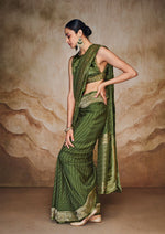 Olive Saree In Viscose Woven