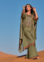 Olive green relaxed fit kurta set