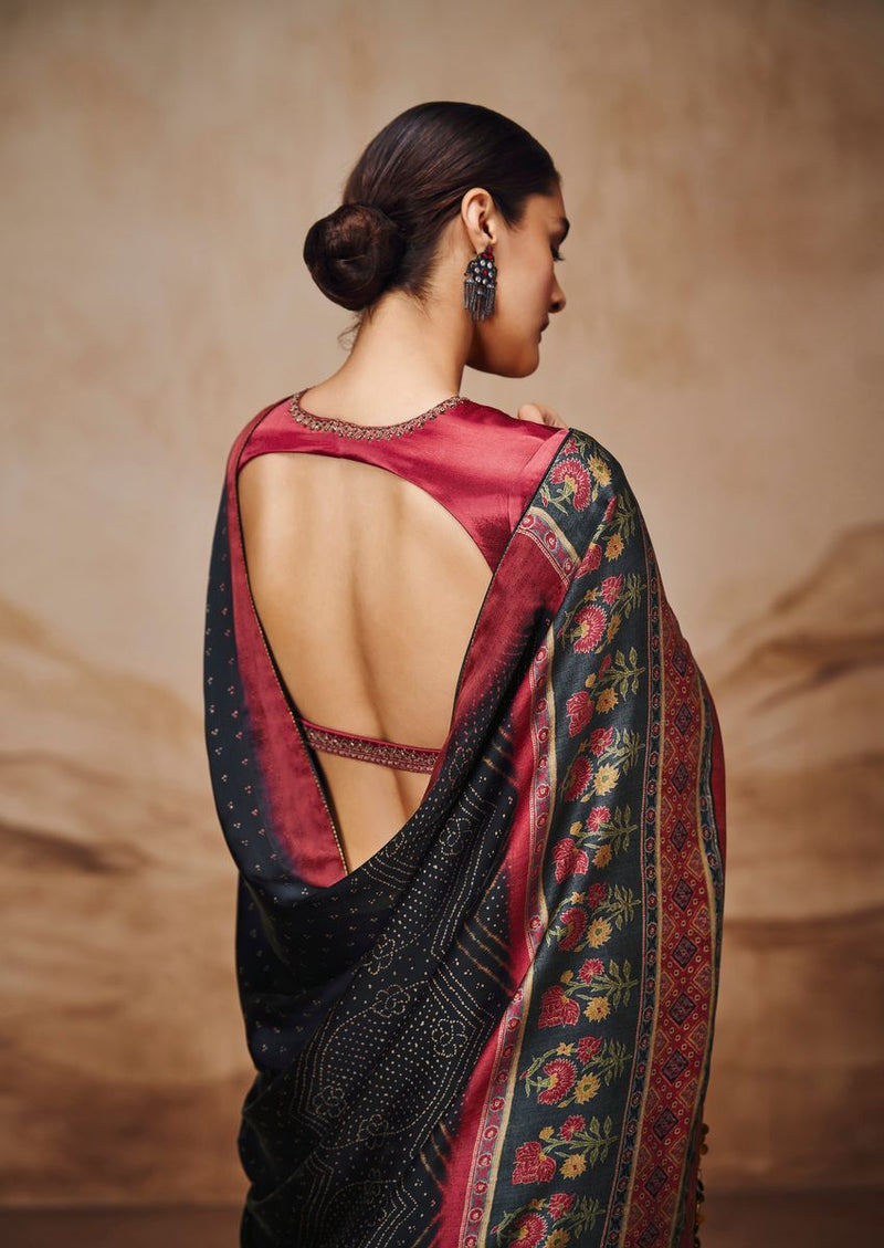 Ajrakh Style Digitally Printed Saree