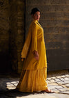 Amber yellow woven sharara set