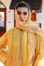 Yellow printed kurta set with handwork