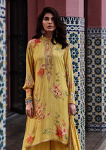 Yellow floral kurta set with embroidery