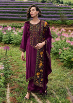 Purple kurta set with parsi embroidery