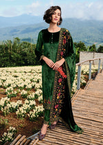 Pine green kurta set with parsi embroidery